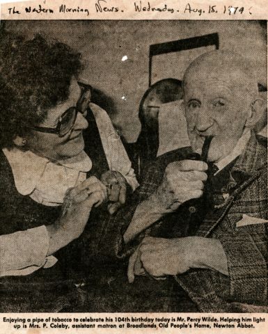 Elderly man featured in Western Morning News August 15, 1979