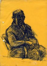 item 127 Drawing of ABRAHAM WEINBERG 315 x 210 mm pen on yellow paper
